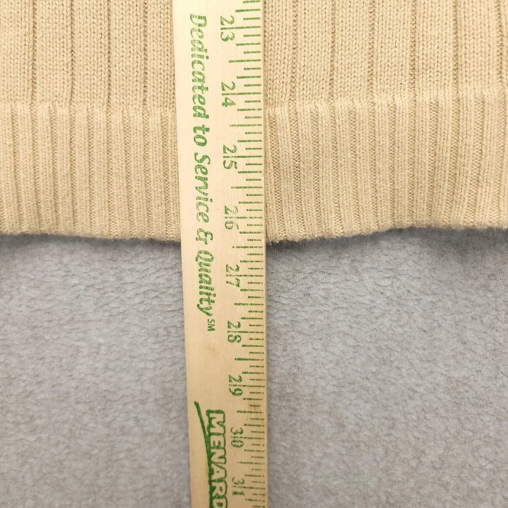 Eddie Bauer Sweater Mens‎ M Beige Ribbed Cotton Mock Neck Henley Knit Pullover - Picture 8 of 11